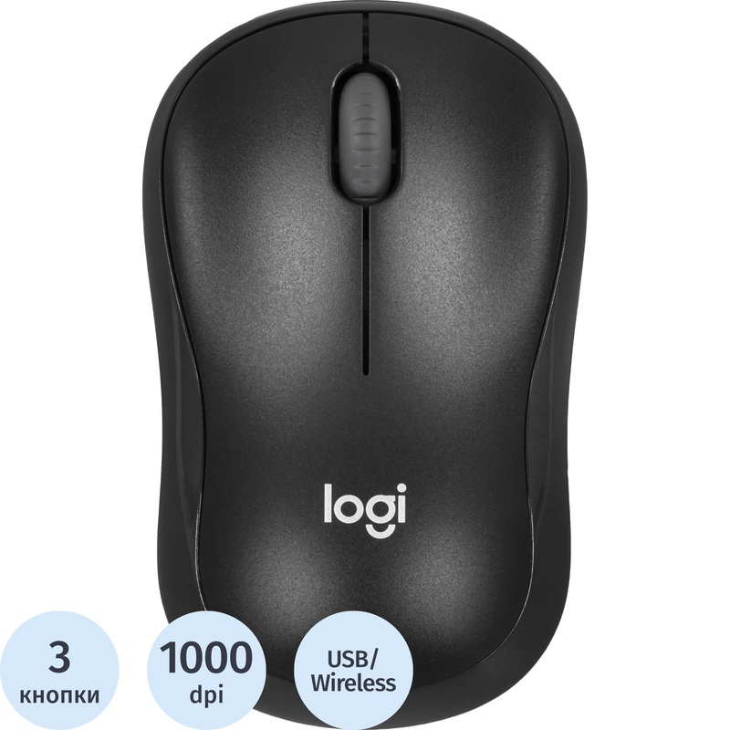 Изображение товара Мышь беспроводная Logitech B175 чёрная (910-002635)