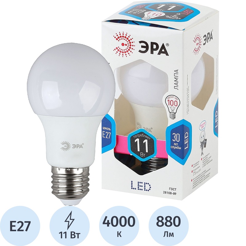 Изображение товара Лампа светодиодная Эра LED A60-11W-840-E27 11Вт E27 4000K