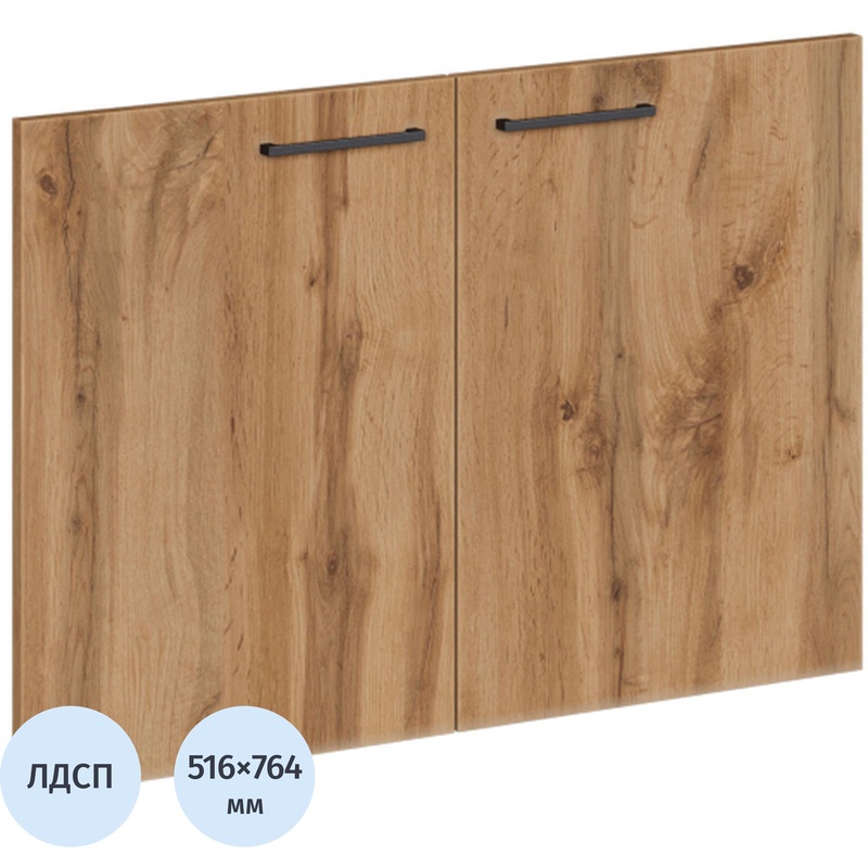 Изображение товара Низкие межкомнатные двери из ЛДСП K-Loft дуб натуральный 764х516 мм комплект 2 шт