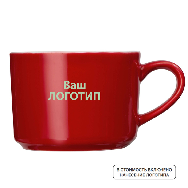 Изображение товара Чайная пара Phyto 220 мл фарфор красная с индивидуальной одноцветной печатью (72 штуки в упаковке)