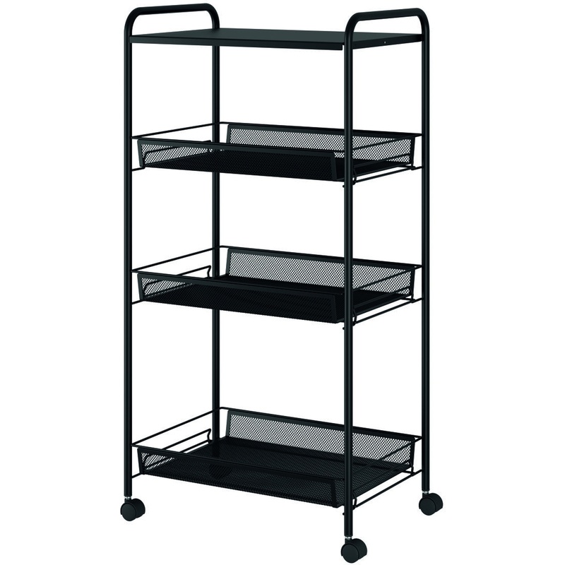 Изображение товара Этажерка Ладья 34КС на колёсиках чёрная 450х300х880 мм