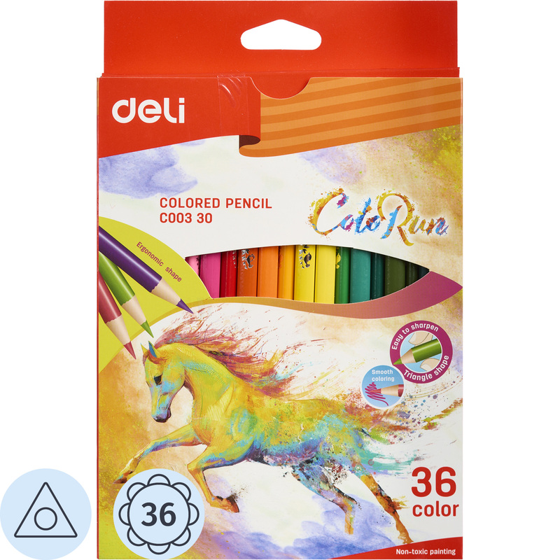 Изображение товара Цветные карандаши Deli ColoRun 36 шт трёхгранные для творчества и учебы