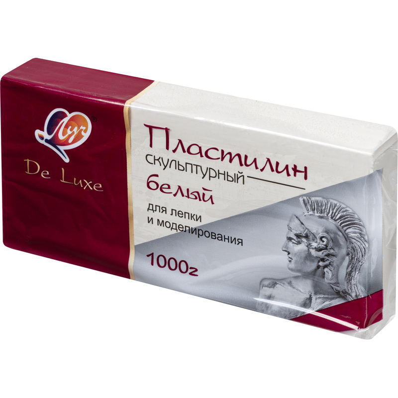 Изображение товара Пластилин скульптурный твёрдый Луч De Luxe белый 1000 грамм