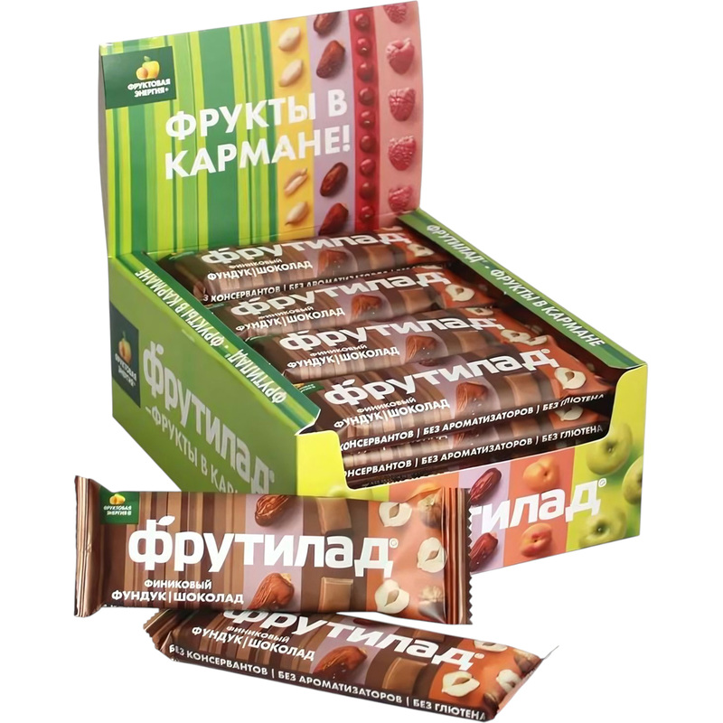 Изображение товара Фрутилад Финиковый батончик с фундуком и шоколадом 20 шт по 42 г