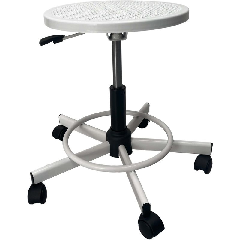 Изображение товара Табурет лабораторный РС 01.00.12 ПС c опорой для ног белый (полиуретан, металл)