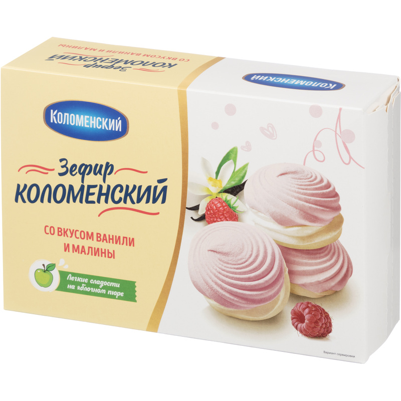 Изображение товара Зефир Коломенский со вкусом ванили и малины 250 г натуральный воздушный десерт