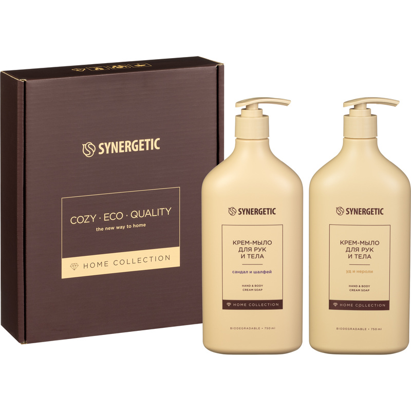 Изображение товара Подарочный набор косметики для женщин и мужчин Synergetic (жидкое крем-мыло)