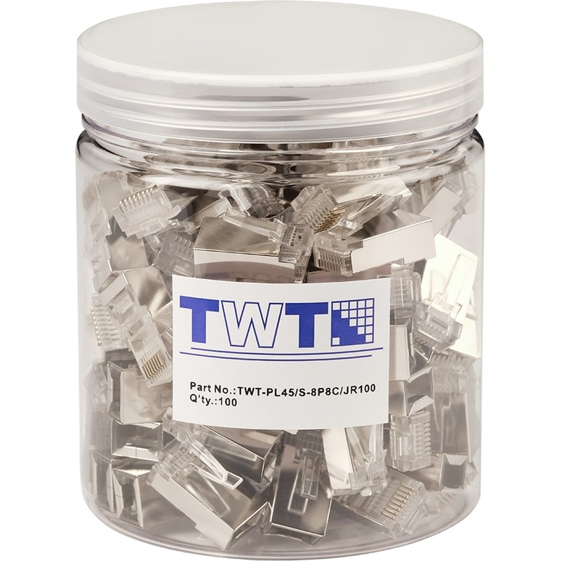 Изображение товара Коннектор RJ-45 cat 5e TWT - 100 штук в упаковке для сетевых кабелей