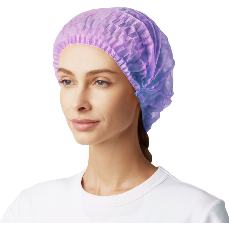 Изображение товара Одноразовая шапочка Шарлотта фиолетовая 100 штук для медицинских салонов и пищевой промышленности