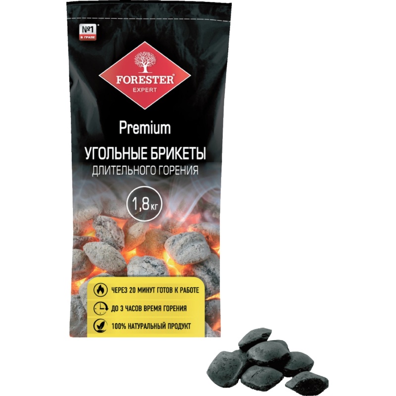 Изображение товара Брикет древесно-угольный Forester Премиум для гриля 1.8 кг
