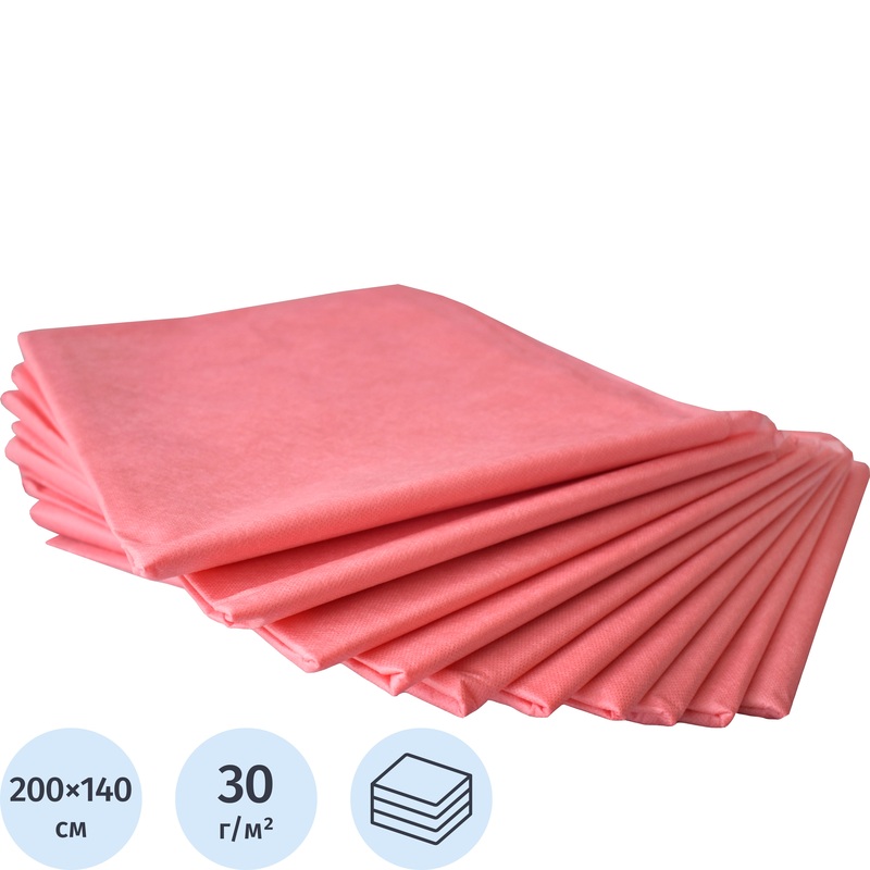 Изображение товара Простыня одноразовая Чистовье Люкс нестерильная в сложении 200x140 см розовая (10 штук в упаковке)