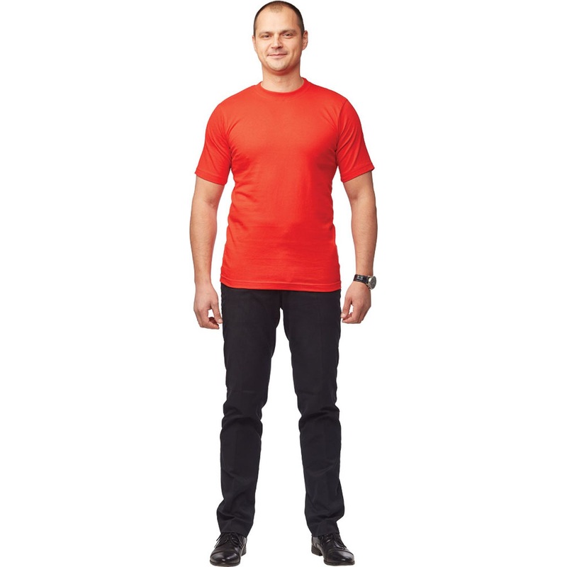 Изображение товара Футболка красная короткий рукав 100% хлопок размер 40-42 (S)