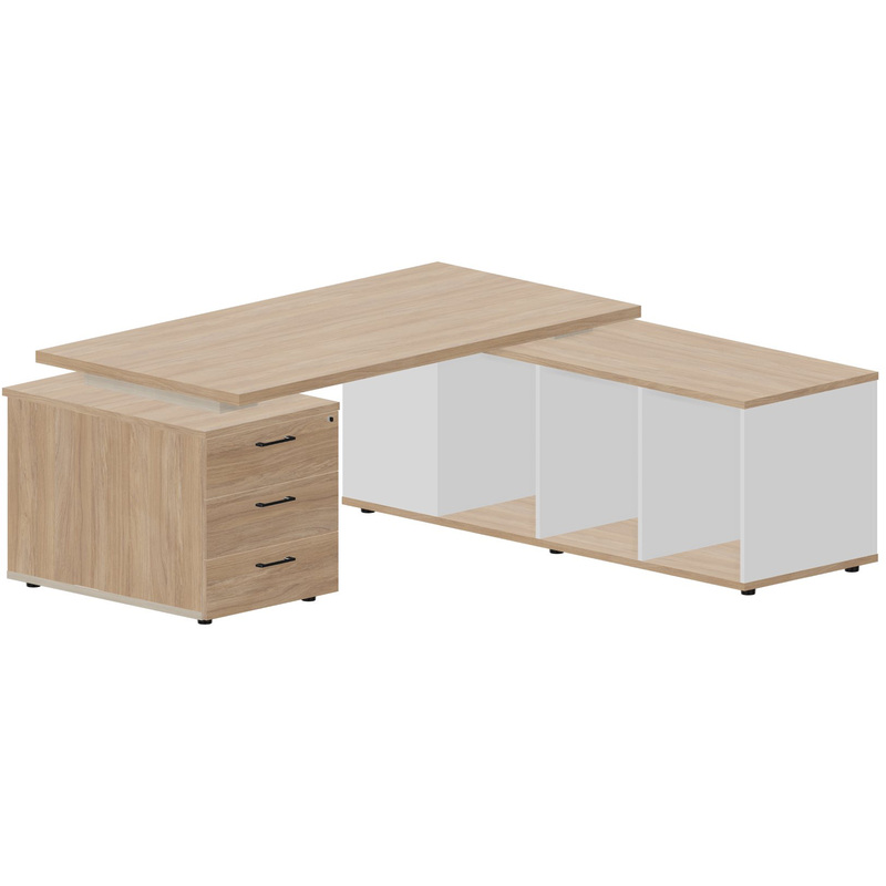 Изображение товара Стол руководителя угловой Norman NR180T3TSDBLOW 1800х1800 мм светлый дуб