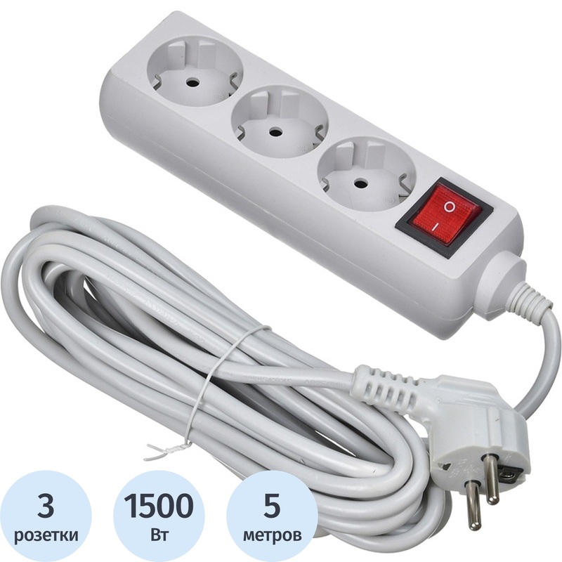 Изображение товара Сетевой фильтр Buro 300SL-5-G на 3 розетки 5 метров