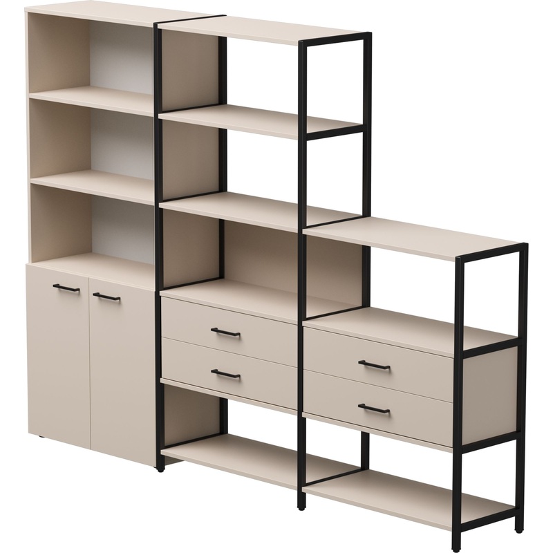 Изображение товара Стеллаж для документов EVO 254ST12GU9005 кашемир и чёрный 2435х385х1840 мм