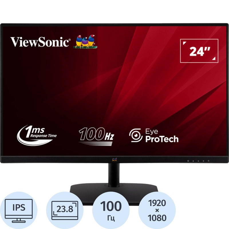 Изображение товара Монитор 23.8" ViewSonic VA2432-MHD-3 чёрный Изображение товара Монитор 23.8" ViewSonic VA2432-MHD-3 чёрный