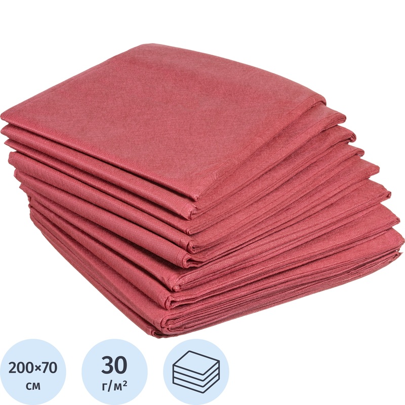 Изображение товара Простыня одноразовая Чистовье Люкс нестерильная в сложении 200x70 см бордовая (10 штук в упаковке)
