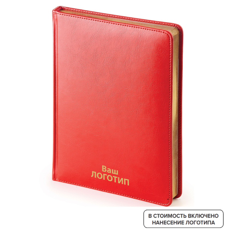 Изображение товара Ежедневник недатированный Bruno Visconti Sidney Nebraska искусственная кожа А6 136 листов красный (20 штук в упаковке) с лого