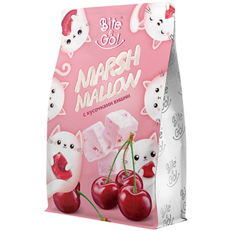 Изображение товара Маршмеллоу Bite&Go вишня 120 г - нежное лакомство с вишней