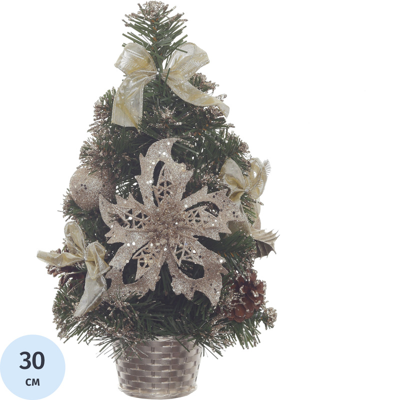 Изображение товара Новогодняя настольная елка с декором 30 см конусная Изображение товара Новогодняя настольная елка с декором 30 см конусная