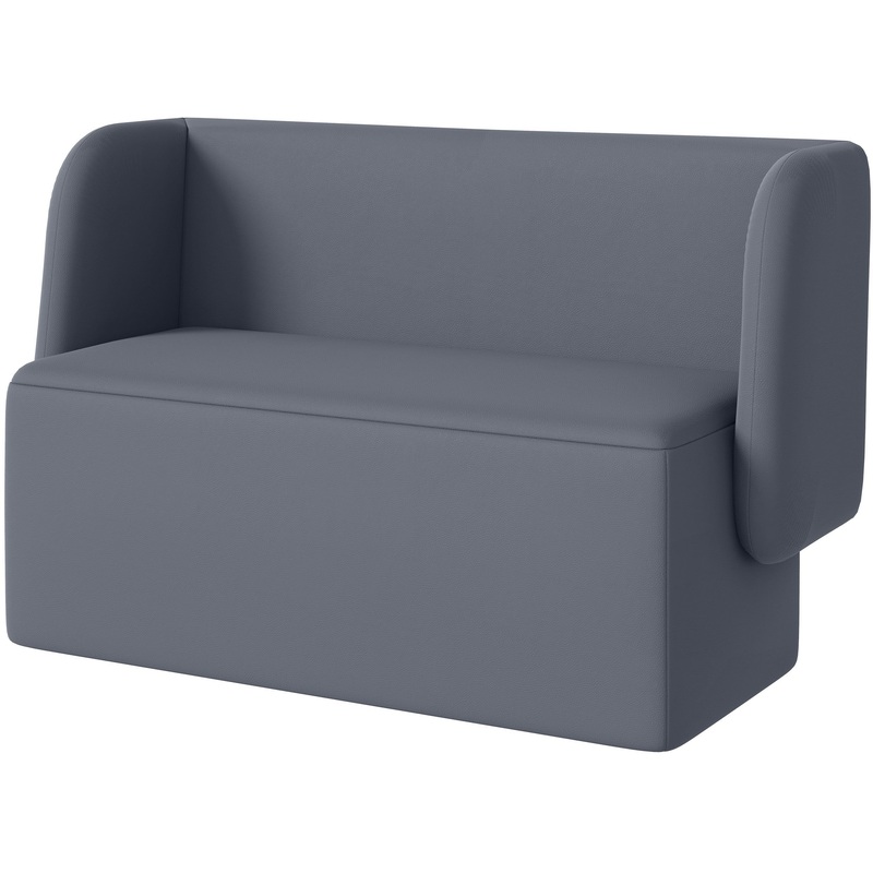 Изображение товара Двухместный диван Стримлайн Д5-02 серый из искусственной кожи для общественных помещений