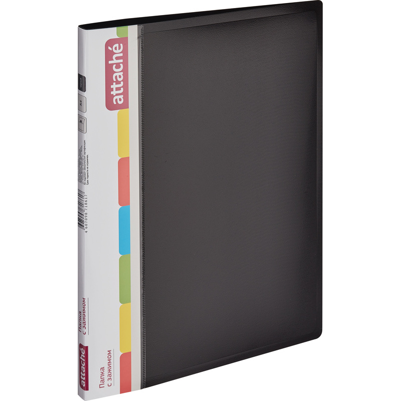 Изображение товара Папка с зажимом Attache А4 0.7 мм черная до 150 листов