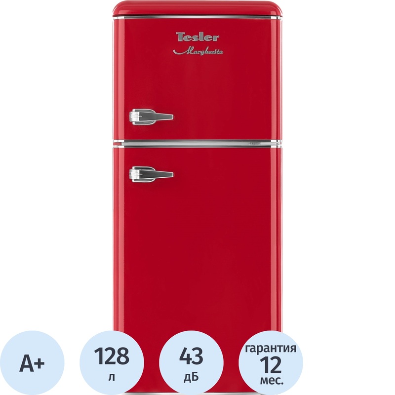 Изображение товара Двухкамерный холодильник Tesler RT-132 красный 128 литров надежный и энергоэффективный