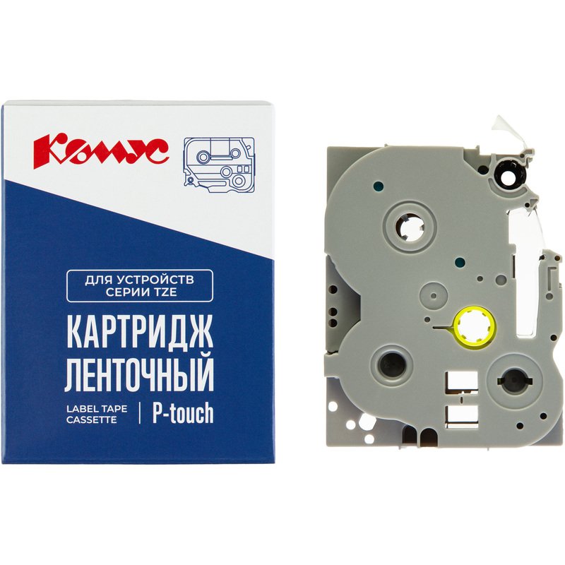 Изображение товара Картридж Комус TZE-252 для принтера Brother 24 мм х 8 м белый с красным шрифтом