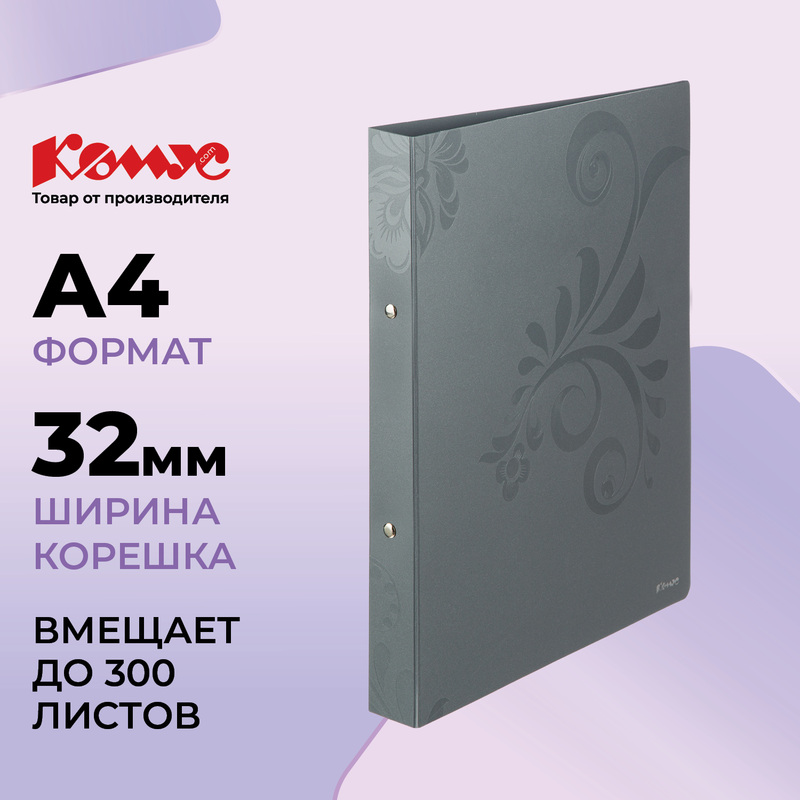Изображение товара Папка на 2-х кольцах Комус Русская серия Mountain A4 32 мм серая до 300 листов