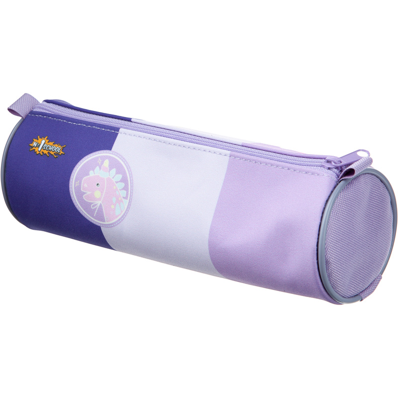 Изображение товара Пенал-тубус Комус Класс Casual для девочек сиреневый динозавры 21x7x7 см