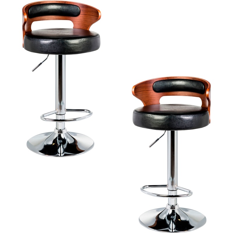 Изображение товара Стул барный LMZ-1018-N черный хром экокожа фанера регулируемый 2шт