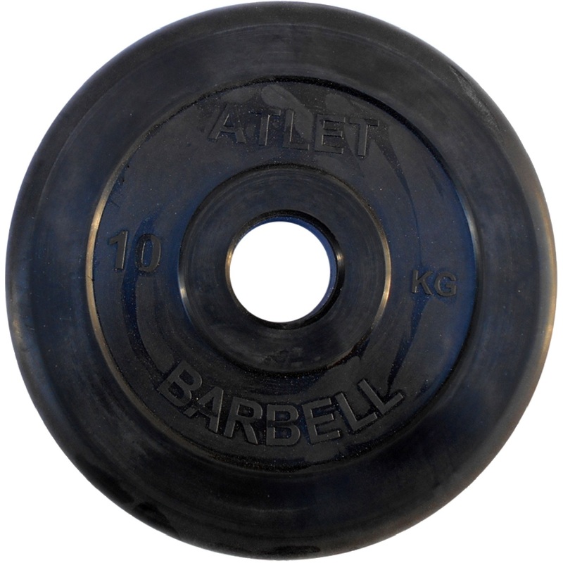 Изображение товара Диск обрезиненный для штанги Barbell Atlet 10 кг чёрный MB-AtletB51-10