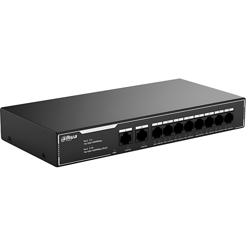 Изображение товара Коммутатор Dahua DH-SG1010LP 10 портов PoE быстрый, управляемый
