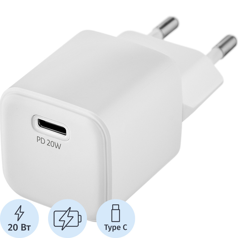 Изображение товара Мощное сетевое зарядное устройство uBear Select Wall 20 Вт с USB Type-C