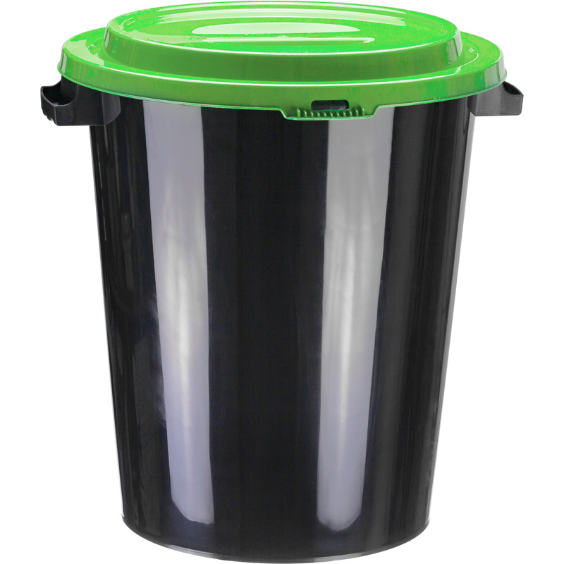 Изображение товара Бак для мусора и отходов пластиковый 40 л черный/зеленый