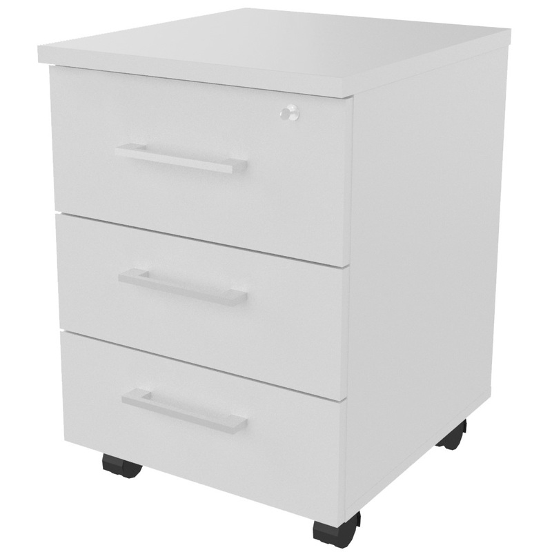 Изображение товара Тумба подкатная Steel 19300 с центральным замком белая 430х460х600 мм