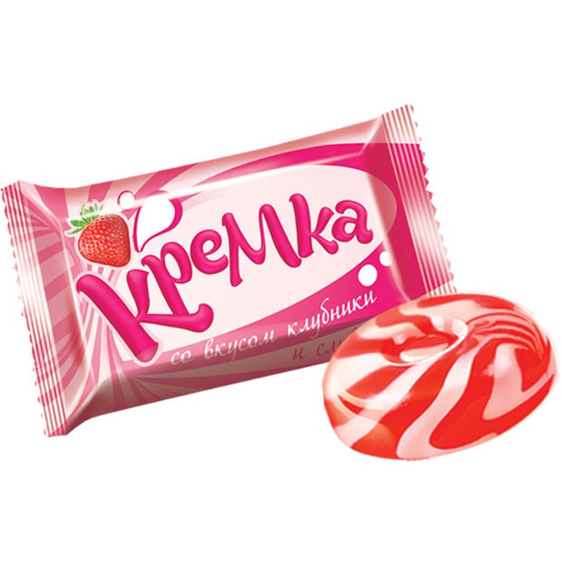 Изображение товара Карамель Кремка со вкусом клубники и сливок 1 кг