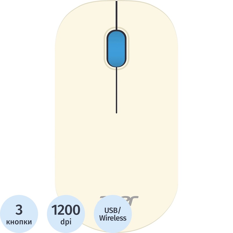 Изображение товара Беспроводная мышь Acer OMR205 белая оптическая радиоканал 1200 dpi
