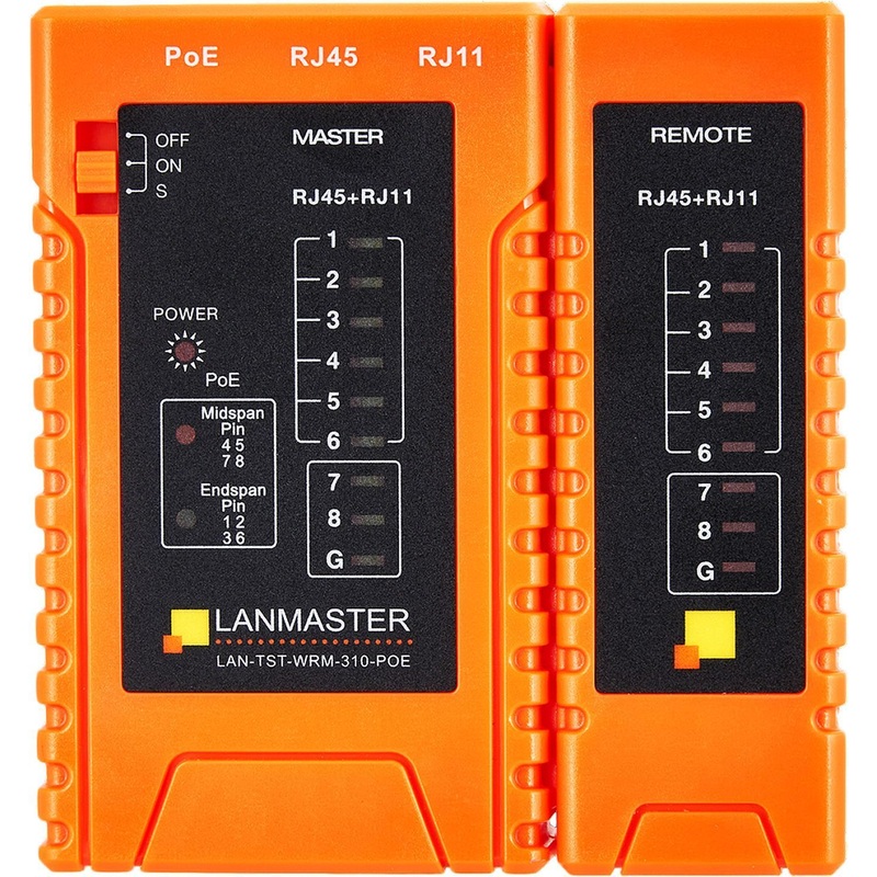 Изображение товара Тестер Lanmaster LAN-TST-WRM-310-POE для проверки витой пары