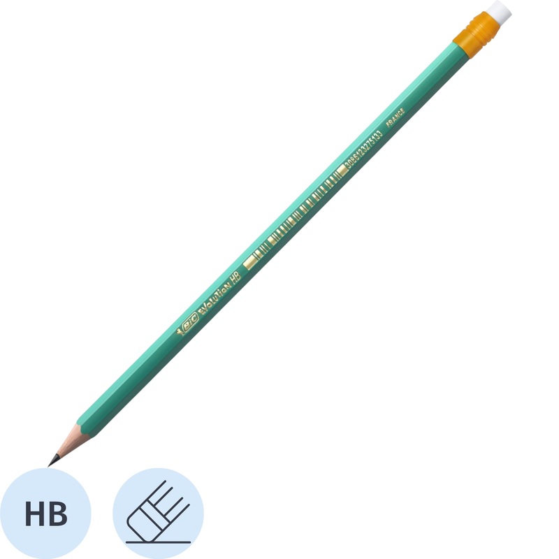 Изображение товара Карандаш чернографитный HB с ластиком Bic Evolution Эко заточенный шестигранный