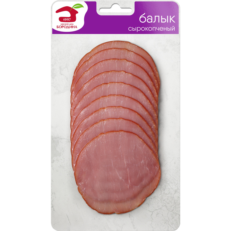 Изображение товара Балык сырокопченый из свинины от Мясного дома Бородина нарезка 95 г Россия