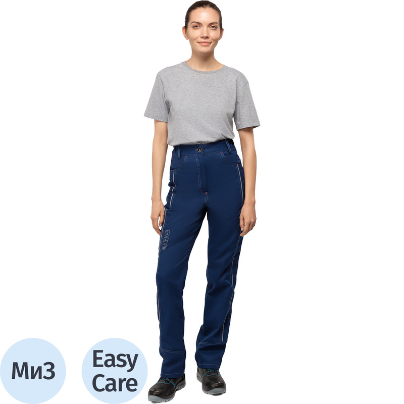 Изображение товара Брюки рабочие летние женские л51-БР со светоотражающим кантом синие