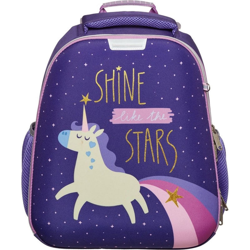 Изображение товара Детский школьный ранец Комус Класс №1 School Единорог Shine с меняющим цвет рисунком