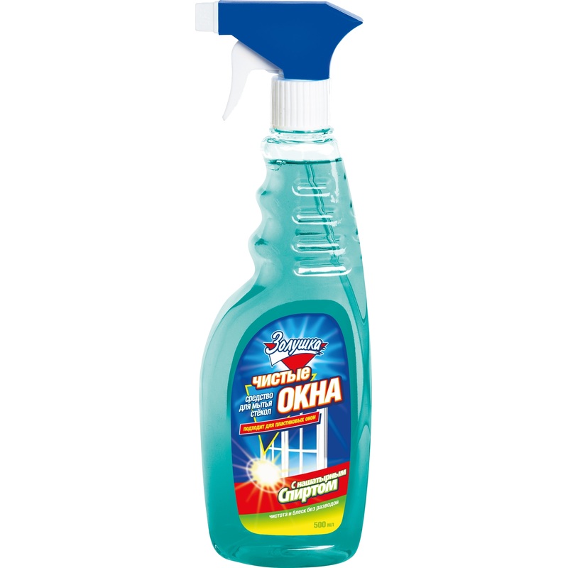 Изображение товара Средство для мытья стёкол и зеркал Золушка Чистые окна 0.5 л с нашатырным спиртом