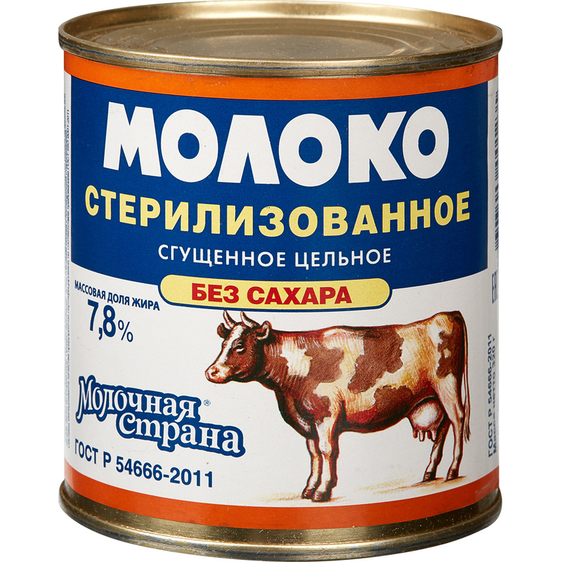 Изображение товара Сгущенное молоко Молочная страна 7.8% в жестяной банке 300 г
