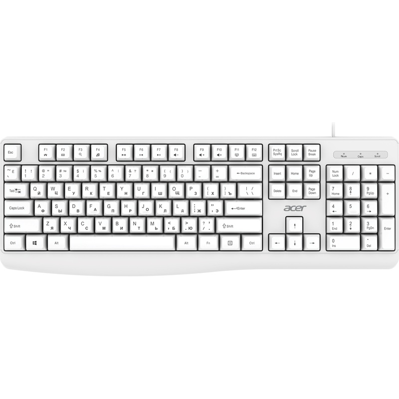 Изображение товара Клавиатура проводная Acer OKW301 USB мембранная белая 15.7 см