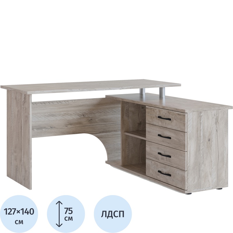 Изображение товара Угловой компьютерный стол Сокол КСТ-109П дуб юкон 1400х1270х750 мм