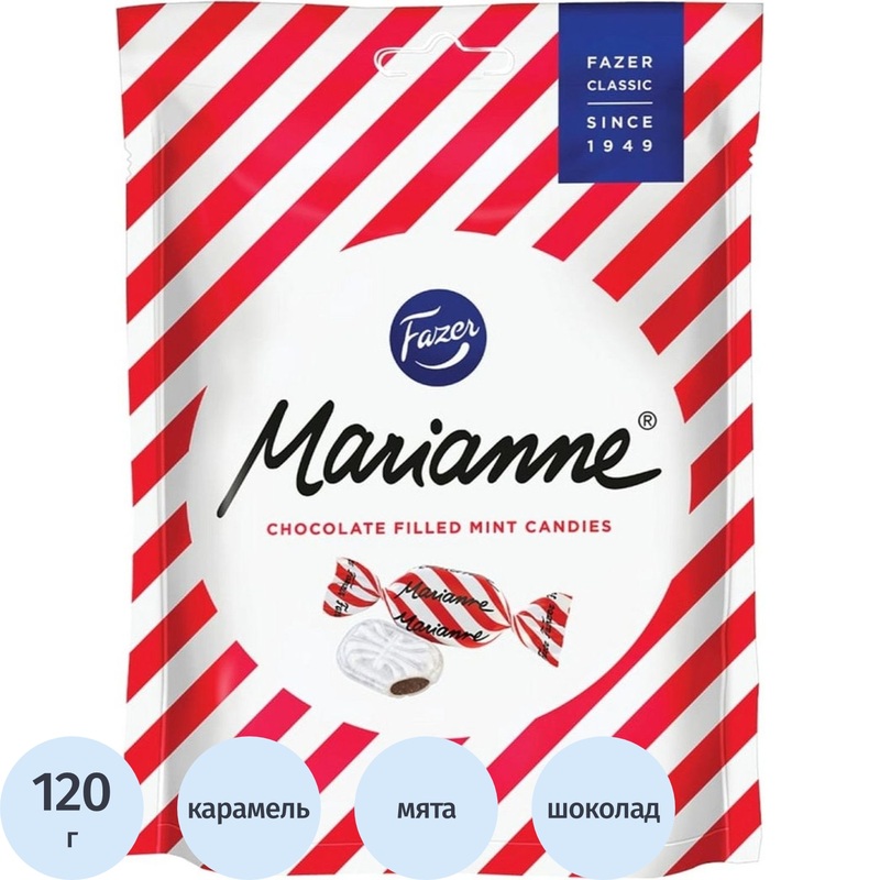 Изображение товара Конфеты Fazer Marianne 120 г - шоколадные с мятным наполнителем