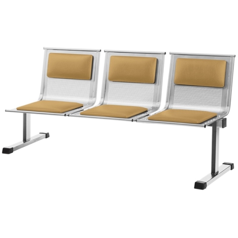 Изображение товара Многоместная секция Стайл+ 88/4-03 бежевая серая, металл и искусственная кожа