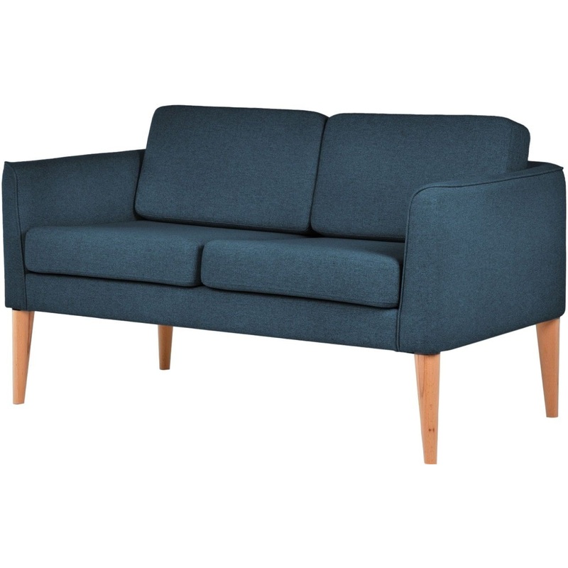 Изображение товара Двухместный диван Релакс Nodven Lounge синего цвета из ткани с натуральными ножками